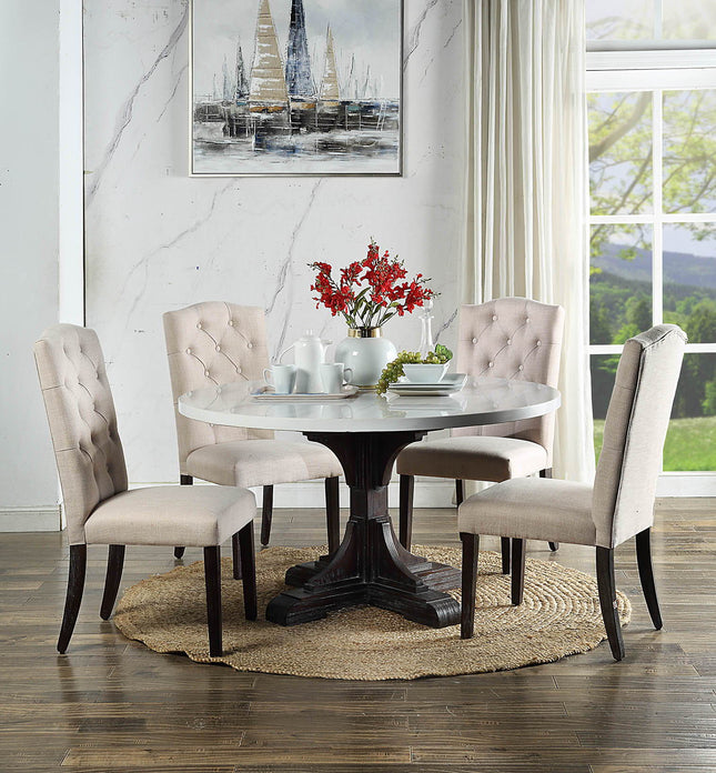 Gerardo - Dining Table - White Marble & Weathered Espresso - Tony's Home Furnishings