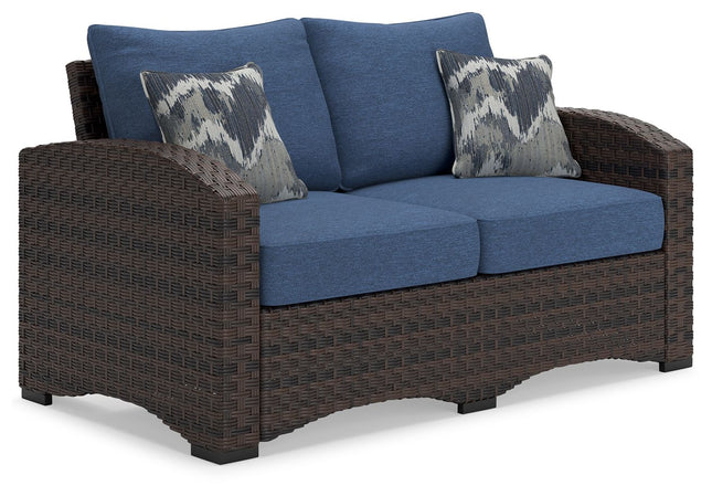 Windglow - Blue / Brown - Loveseat With Cushion - Tony's Home Furnishings