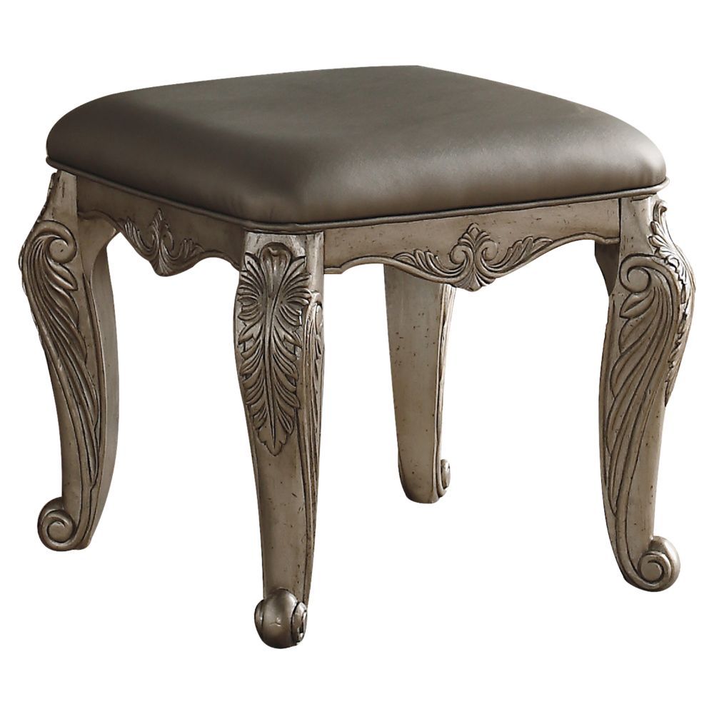Northville - Vanity Stool - PU & Antique Silver - Tony's Home Furnishings