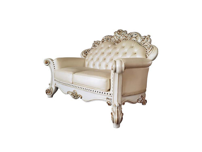 Vendom - Loveseat - Champagne PU & Antique Pearl Finsih - Tony's Home Furnishings