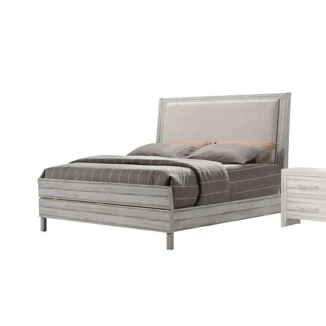 Shayla - Eastern King Bed - Fabric & Antique White - Tony's Home Furnishings