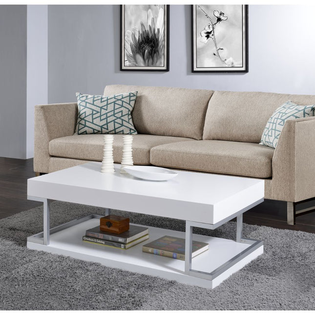 Aspers Coffee Table - White High Gloss & Chrome - Tony's Home Furnishings