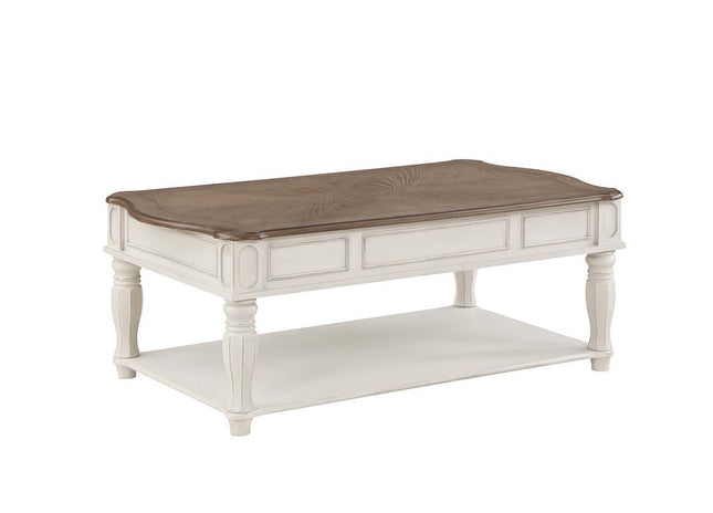 Florian - Coffee Table - Oak & Antique White Finish - Tony's Home Furnishings