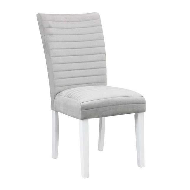 Elizaveta - Side Chair (Set of 2) - Gray Velvet, Faux Crystal Diamonds &White High Gloss Finish - Tony's Home Furnishings