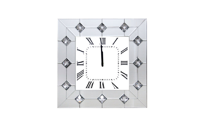 Hessa - Wall Clock - Mirrored & Faux Rhinestones - Tony's Home Furnishings