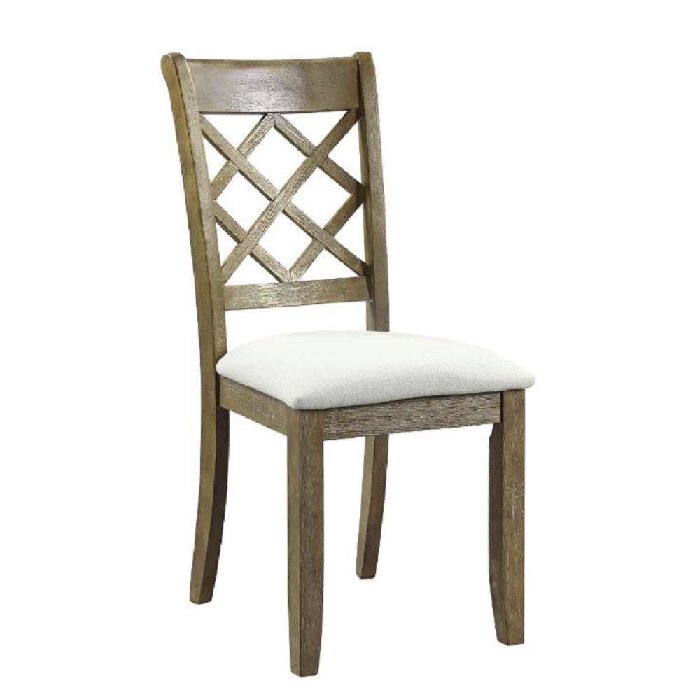 Karsen - Side Chair (Set of 2) - Beige Linen & Rustic Oak Finish - Tony's Home Furnishings