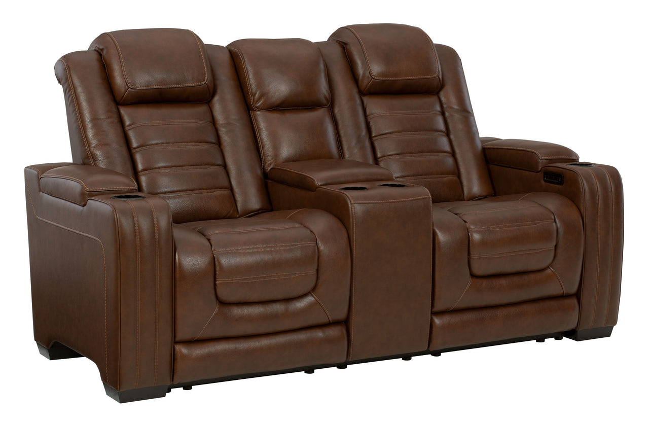 Backtrack - Chocolate - Pwr Rec Loveseat/Con/Adj Hdrst - Tony's Home Furnishings