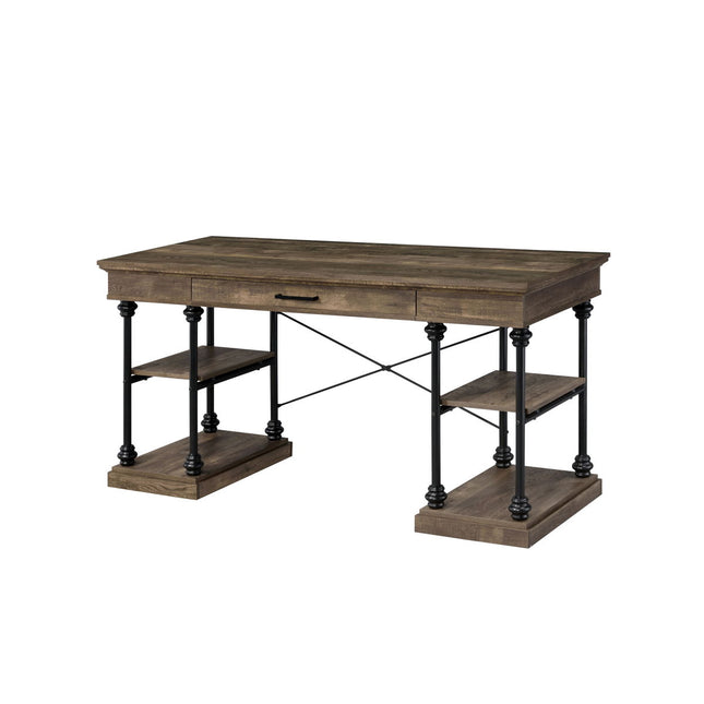 Synal - Writing Desk - Rustic Oak & Black Finish - Tony's Home Furnishings