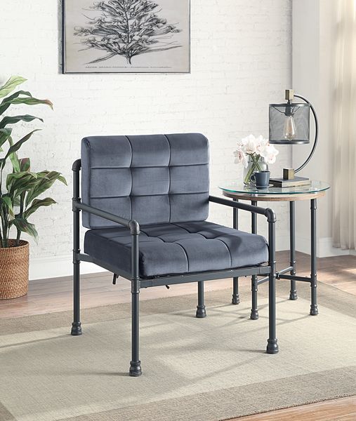 Brantley - Chair - Gray Velvet & Sandy Gray Finish - Tony's Home Furnishings