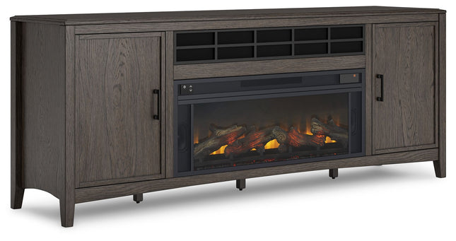 Montillan - Grayish Brown - 84" TV Stand With Electric Fireplace - Tony's Home Furnishings