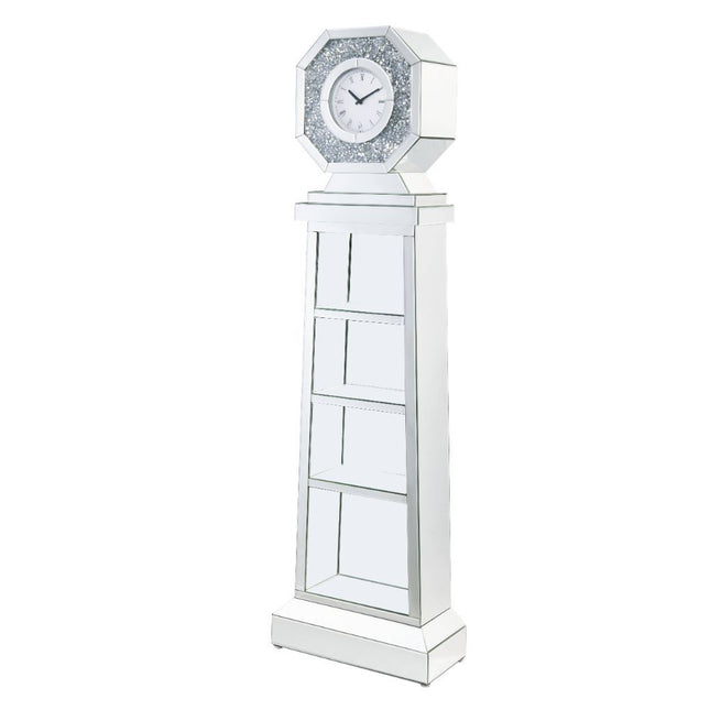 Noralie - Grandfather Clock - Mirrored & Faux Diamonds - 63" - Tony's Home Furnishings