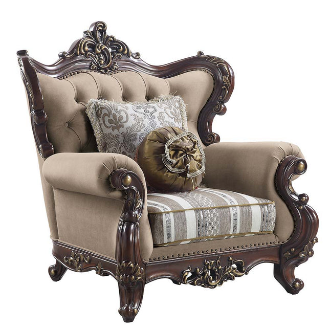 Ragnar - Chair - Light Brown Linen & Cherry Finish - Tony's Home Furnishings