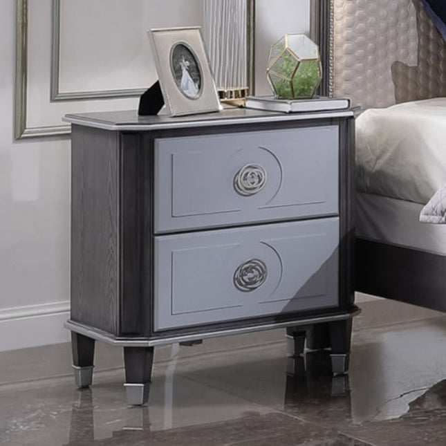 House - Beatrice Nightstand - Charcoal & Light Gray Finish - Tony's Home Furnishings