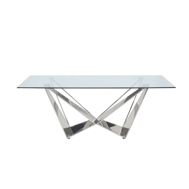 Dekel - Dining Table - Clear Glass & Stainless Steel - Tony's Home Furnishings