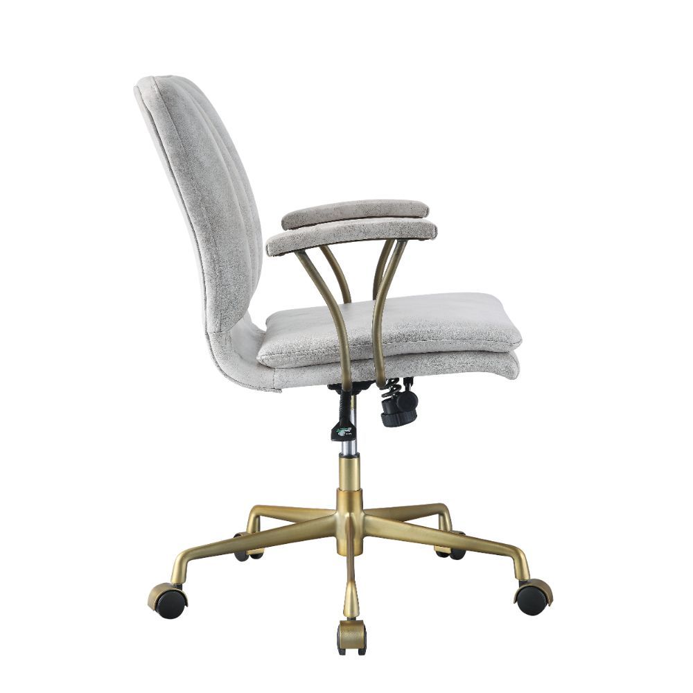 Damir - Office Chair - Vintage White Top Grain Leather & Chrome - Tony's Home Furnishings