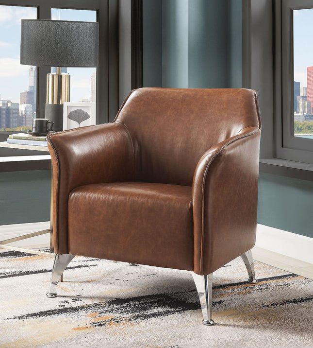 Teague - Accent Chair - Brown PU - Tony's Home Furnishings