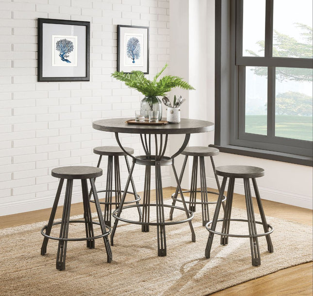 Davin - Counter Height Set - Gray Oak & Gunmetal - Tony's Home Furnishings