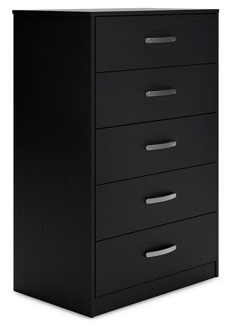 Finch - Black - Five Drawer Chest - 46" Height Tony's Home Furnishings Furniture. Beds. Dressers. Sofas.