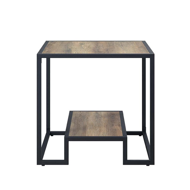 Idella - End Table - Rustic Oak & Black Finish - Tony's Home Furnishings