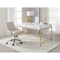 Thumbnail for Ottey - Desk - White High Gloss & Gold - 31