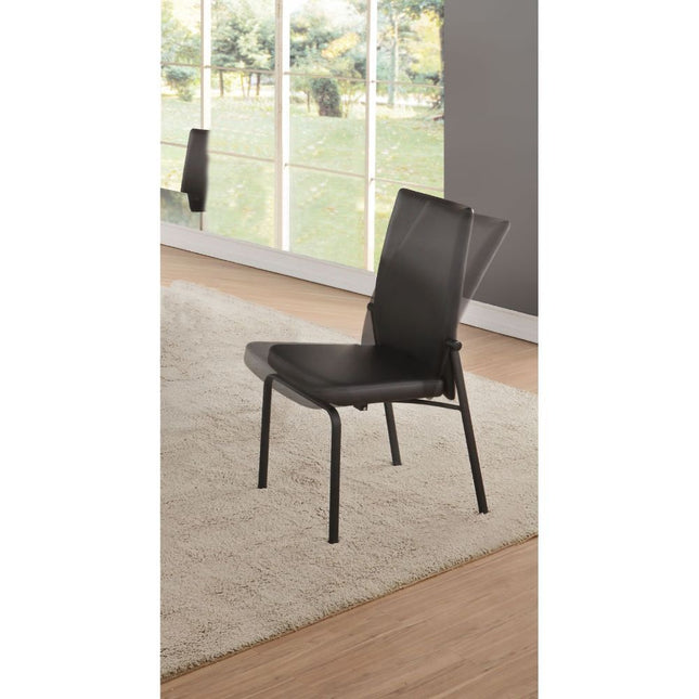 Osias - Side Chair (Set of 2) - Black PU & Black - Tony's Home Furnishings