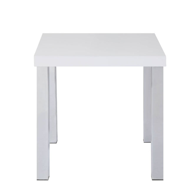 Harta - End Table - White High Gloss & Chrome - Tony's Home Furnishings