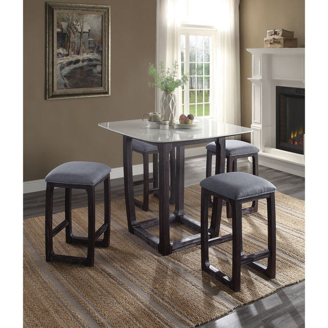 Razo - Counter Height Table - Marble & Weathered Espresso - Tony's Home Furnishings