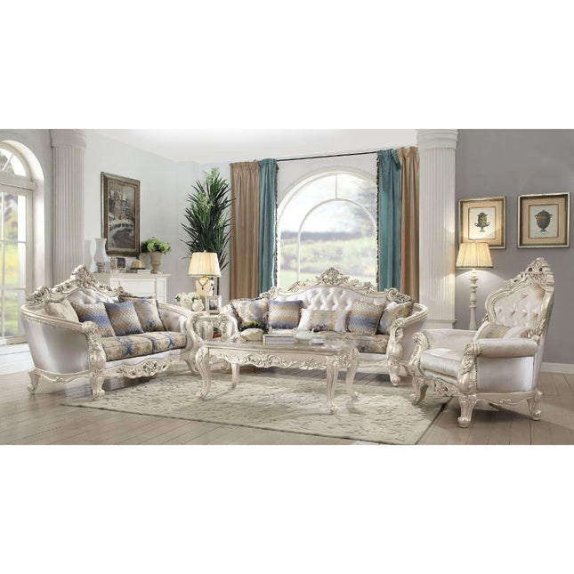 Gorsedd - Loveseat - Fabric & Antique White - Tony's Home Furnishings