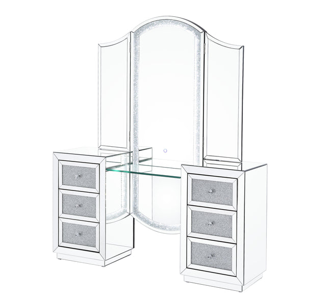 Noralie - Vanity Desk - Led, Mirrored & Faux Diamonds - Tony's Home Furnishings