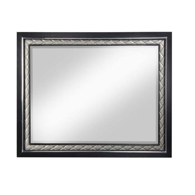 Nicola - Mirror - Silver PU & Black Finish - Tony's Home Furnishings