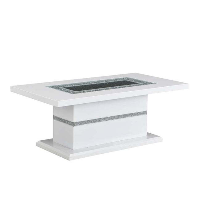 Elizaveta - Coffee Table - Faux Crystal Diamonds & White High Gloss Finish - Tony's Home Furnishings