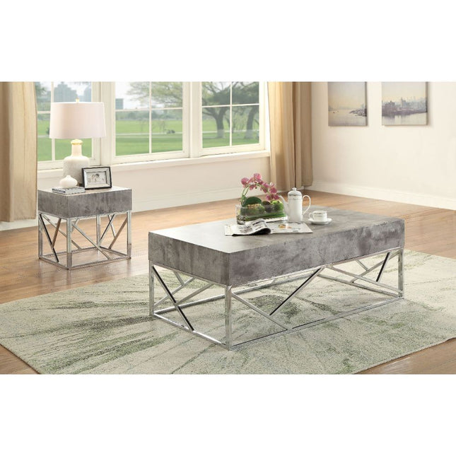 Burgo - End Table - Faux Marble & Chrome - Tony's Home Furnishings