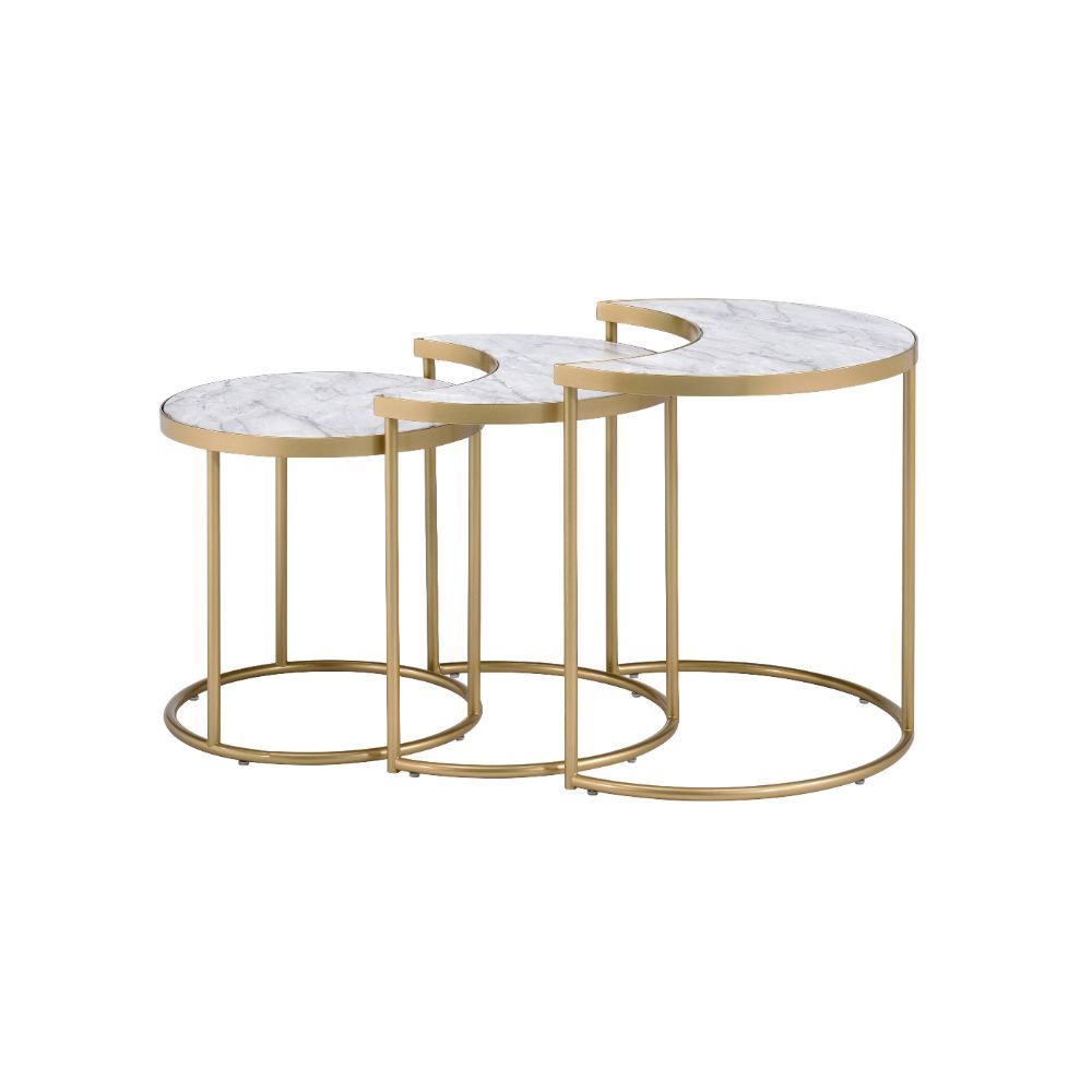 Anpay Coffee Table - Faux Marble & Gold - Tony's Home Furnishings