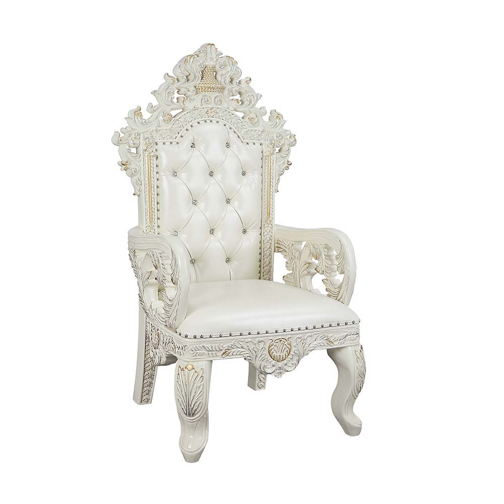 Adara - Dining Chair (Set of 2) - White PU & Antique White Finish - Tony's Home Furnishings