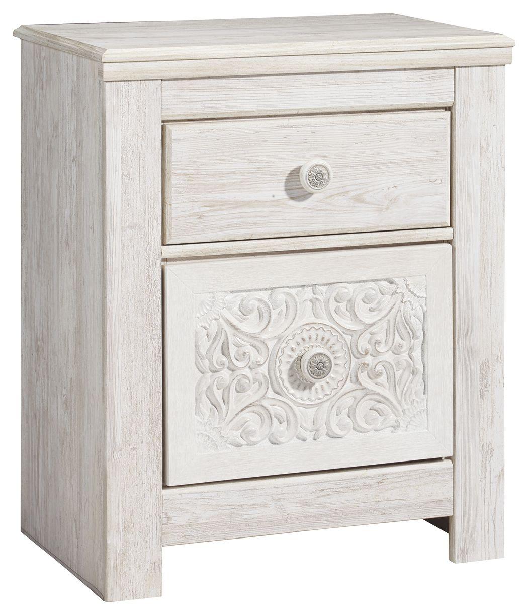 Paxberry - Whitewash - Two Drawer Night Stand Tony's Home Furnishings Furniture. Beds. Dressers. Sofas.