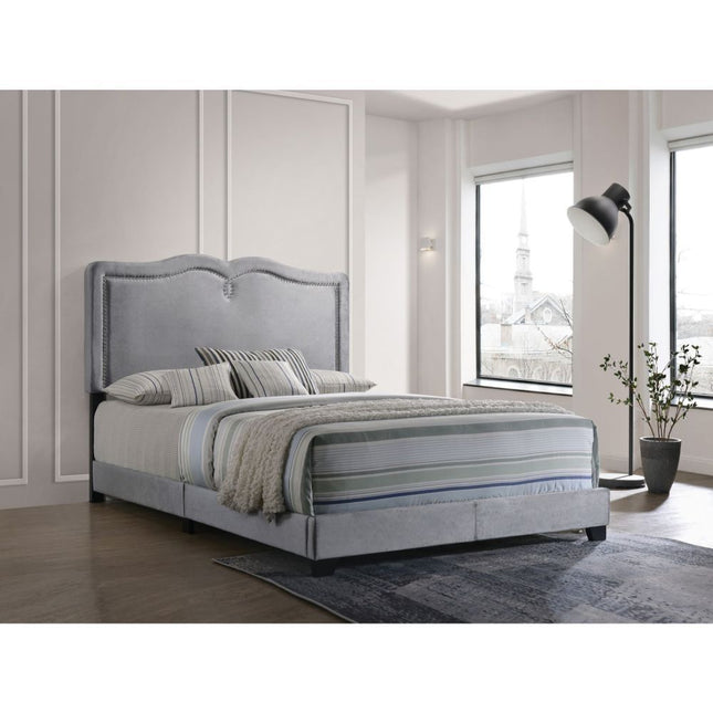 Reuben - Queen Bed - Gray Velvet - Tony's Home Furnishings