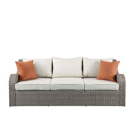 Thumbnail for Salena - Patio Sofa & Ottoman - Beige Fabric & Gray Wicker - 30
