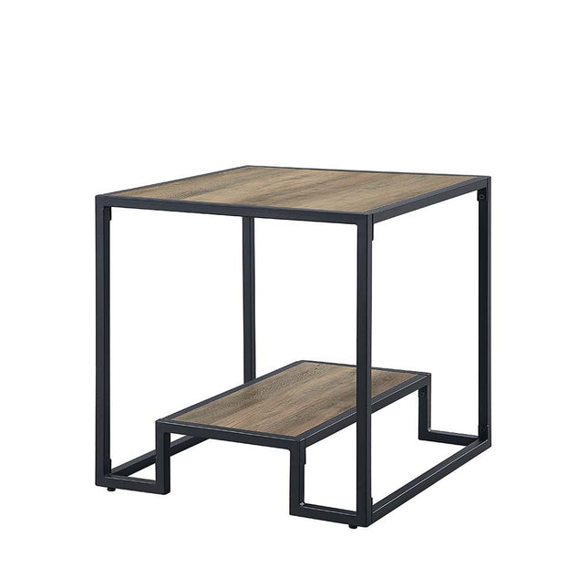 Idella - End Table - Rustic Oak & Black Finish - Tony's Home Furnishings