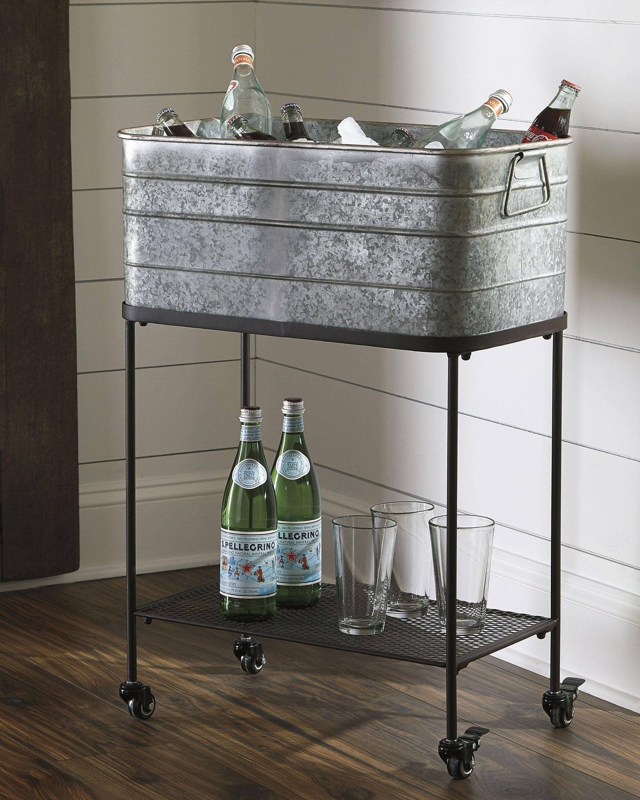 Vossman - Antique Gray / Brown - Beverage Tub Tony's Home Furnishings Furniture. Beds. Dressers. Sofas.
