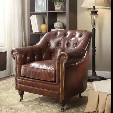 Aberdeen - Chair - Vintage Dark Brown Top Grain Leather - Tony's Home Furnishings