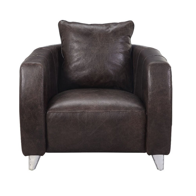 Kalona - Accent Chair - Distress Chocolate Top Grain Leather & Aluminum - Tony's Home Furnishings