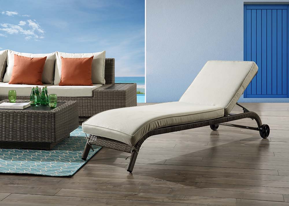 Salena - Patio Lounge Chair - Beige Fabric & Gray Finish - 13" - Tony's Home Furnishings