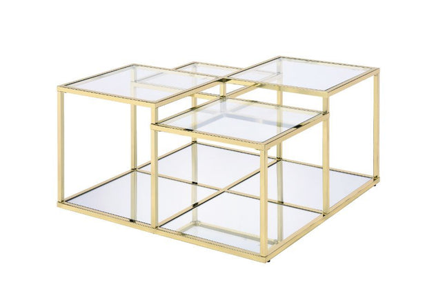 Uchenna - Coffee Table - Clear Glass & Gold Finish - Tony's Home Furnishings