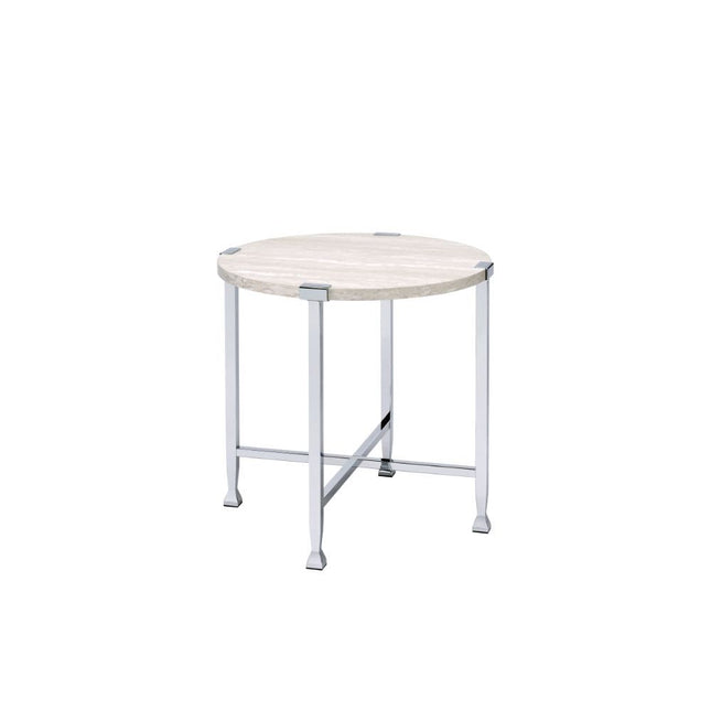 Brecon - End Table - White Oak & Chrome - Tony's Home Furnishings