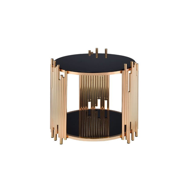 Tanquin - End Table - Gold & Black Glass - Tony's Home Furnishings