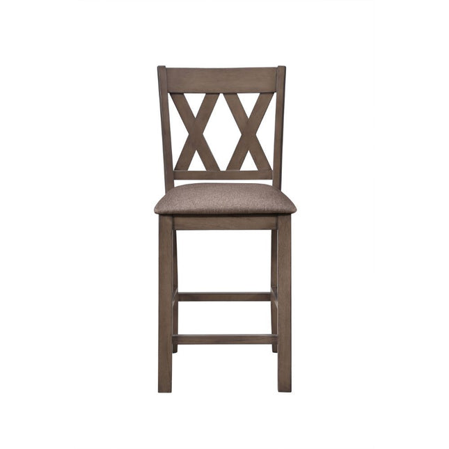 Scarlett - Counter Height Chair (Set of 2) - Brown Fabric & Walnut - Tony's Home Furnishings