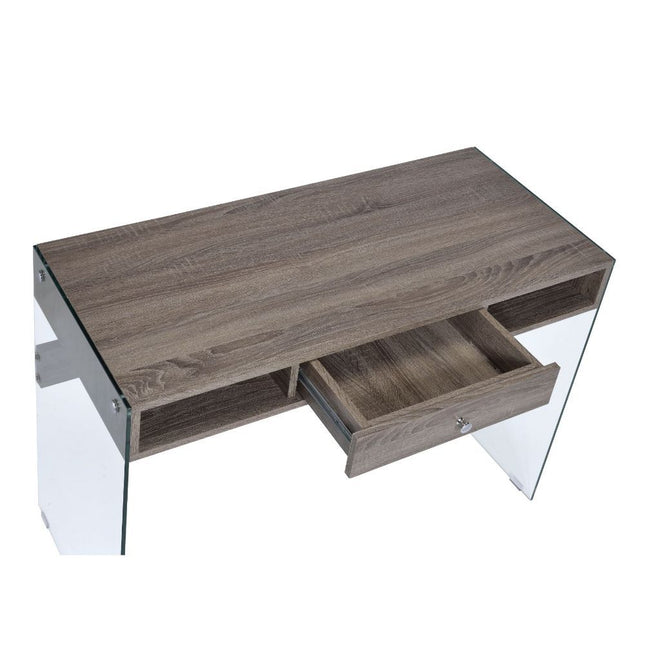 Armon - Desk - Gray Oak & Clear Glass - Tony's Home Furnishings