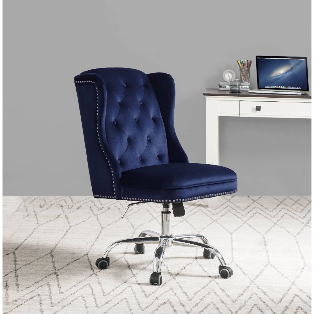 Jamesia - Office Chair - Midnight Blue Velvet - Tony's Home Furnishings