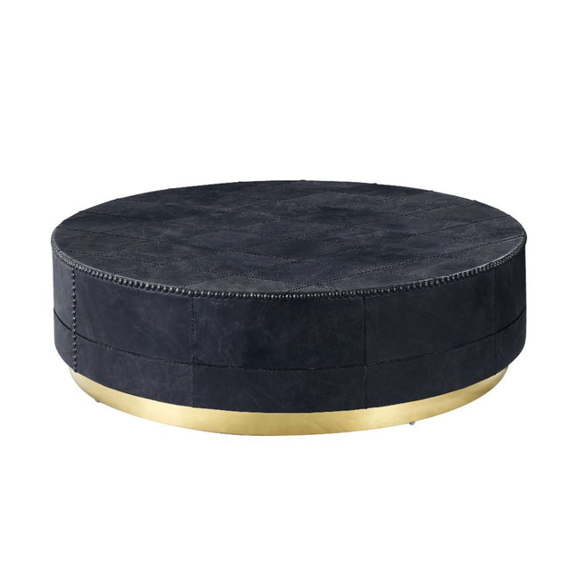 Ranya - Coffee Table - Antique Ebony Top Grain Leather & Gold - Tony's Home Furnishings