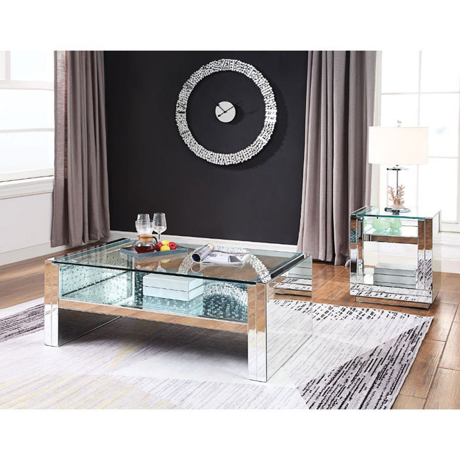 Nysa - Coffee Table - Mirrored & Faux Crystals - 19" - Tony's Home Furnishings